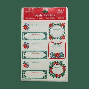 Unopened Vintage Hallmark Christmas “Homemade By:” Seals – 4 Sheets – 1990
